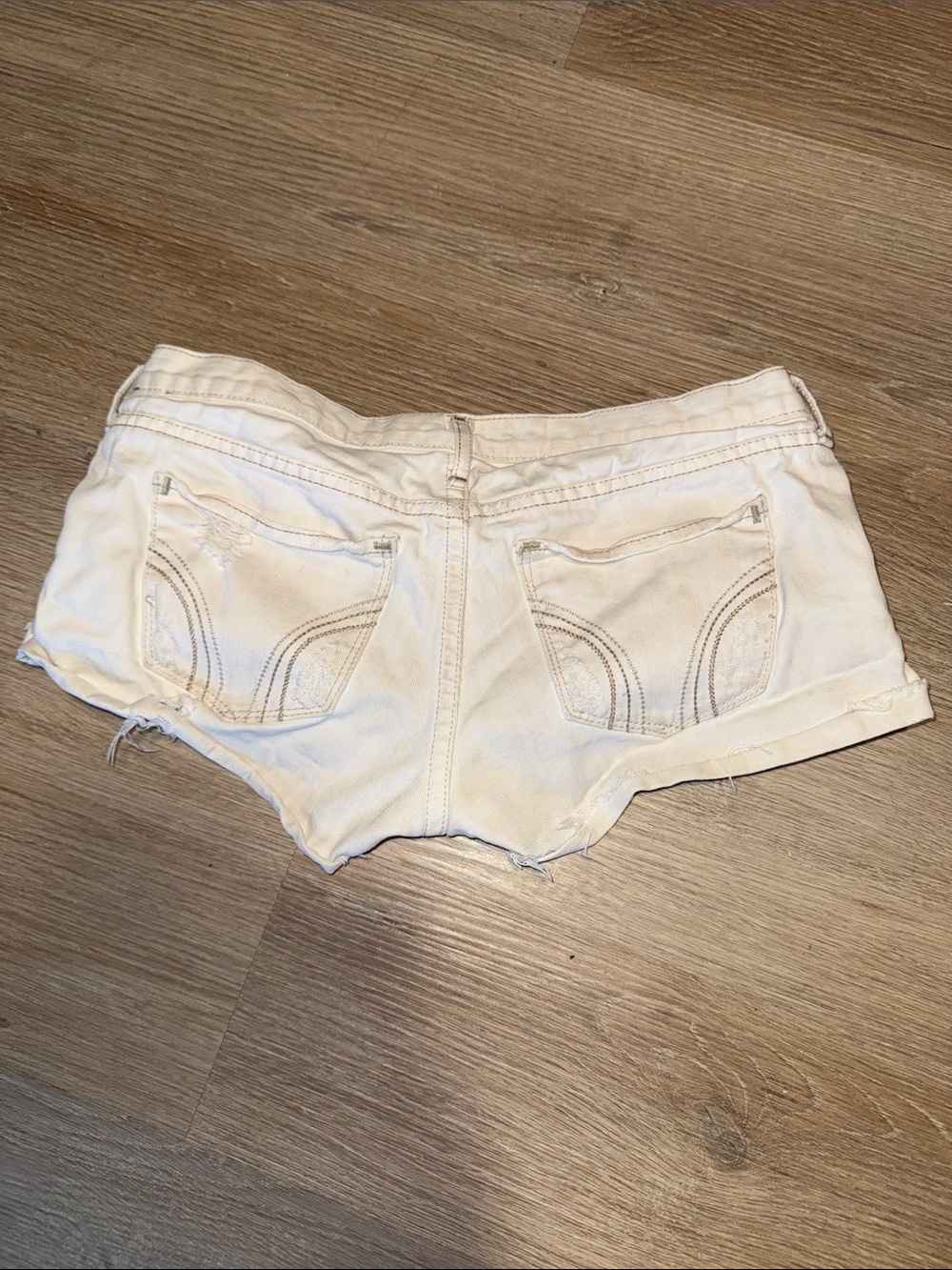 HOLLISTER y2k Micro Short White Denim Distressed Low-Rise Jean Shorts